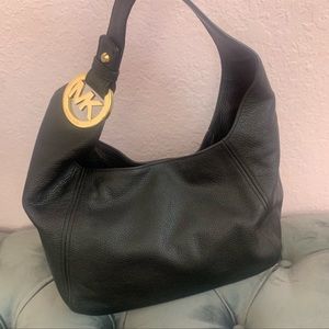 Michael Kors Black Shoulder Bag with gold hardware